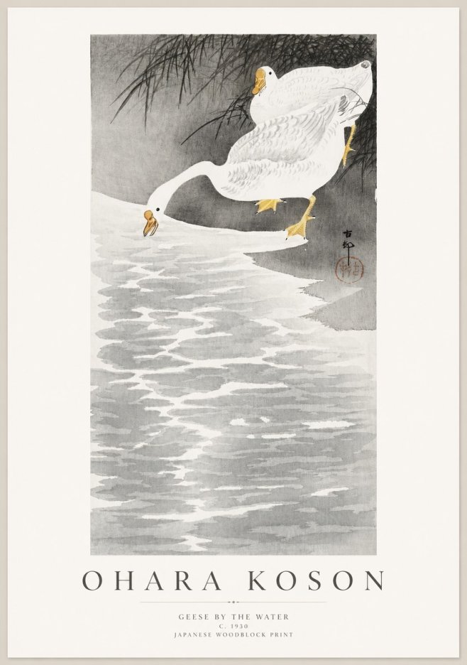Ohara Koson Geese by the Water No1 - Juliste