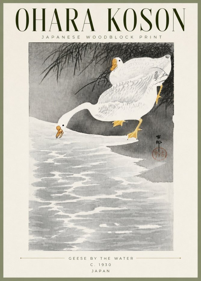 Ohara Koson Geese by the Water No2 - Juliste