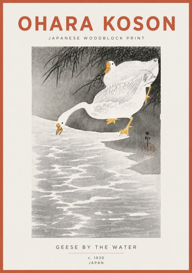 Ohara Koson Geese by the Water No4 - Juliste