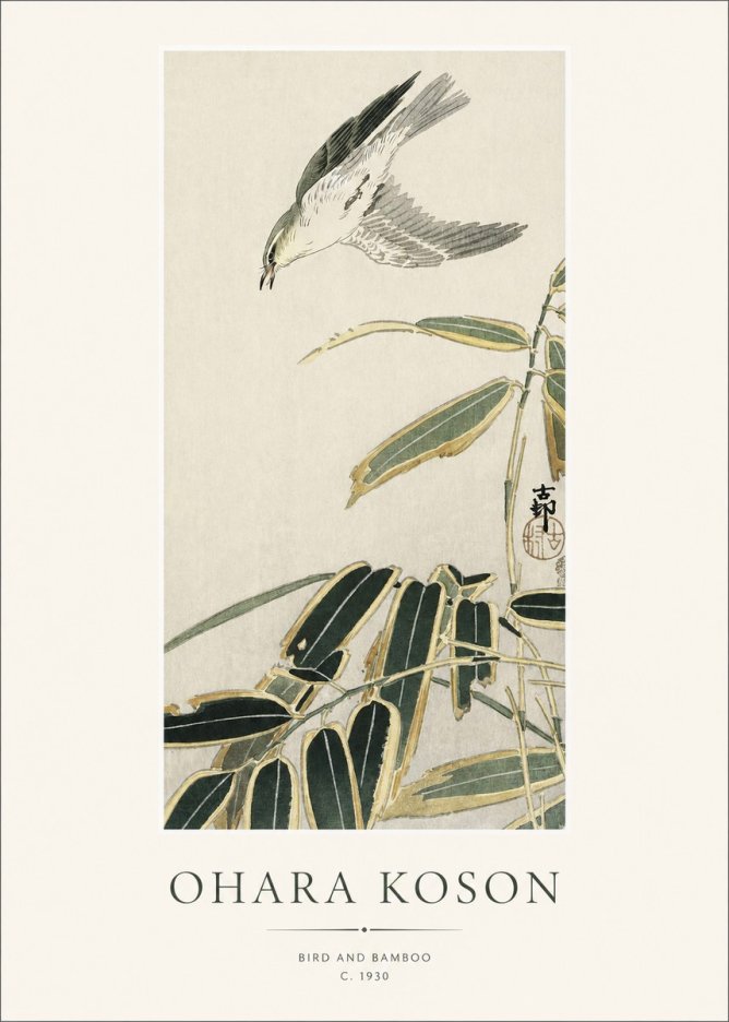 Ohara Koson Bird and Bamboo No1 - Juliste