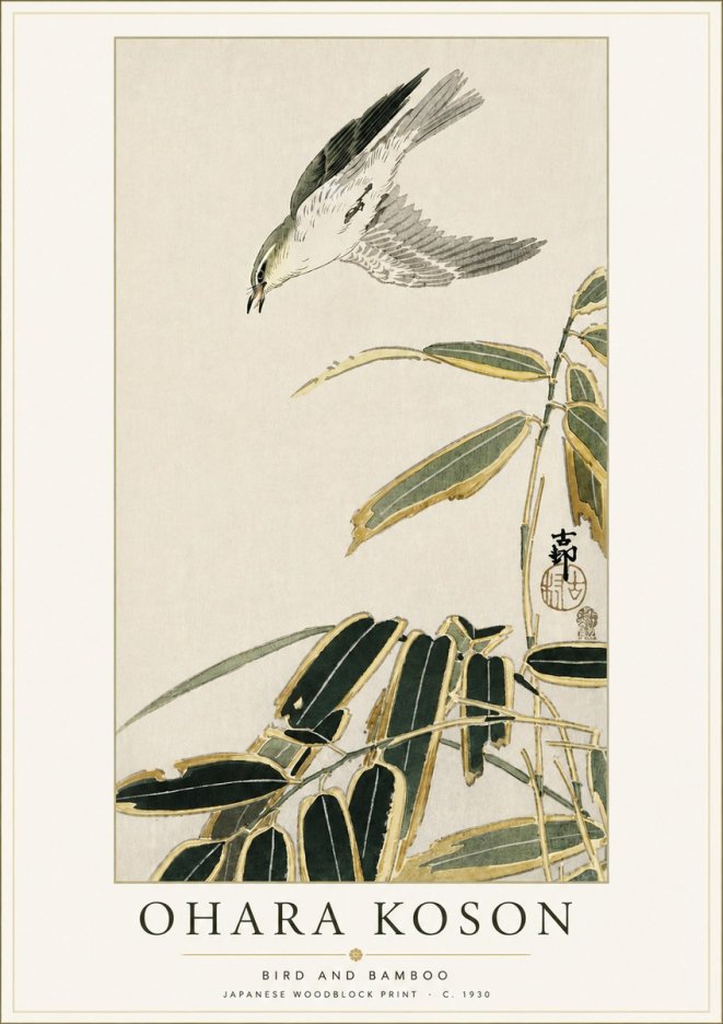 Ohara Koson Bird and Bamboo No4 - Juliste