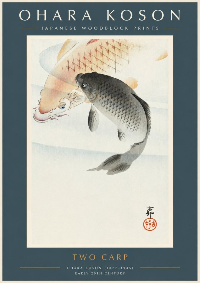 Ohara Koson Two Carp No2 - Juliste