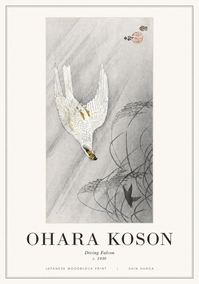Ohara Koson Diving Falcon No1 - Juliste
