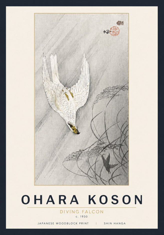 Ohara Koson Diving Falcon No5 - Juliste