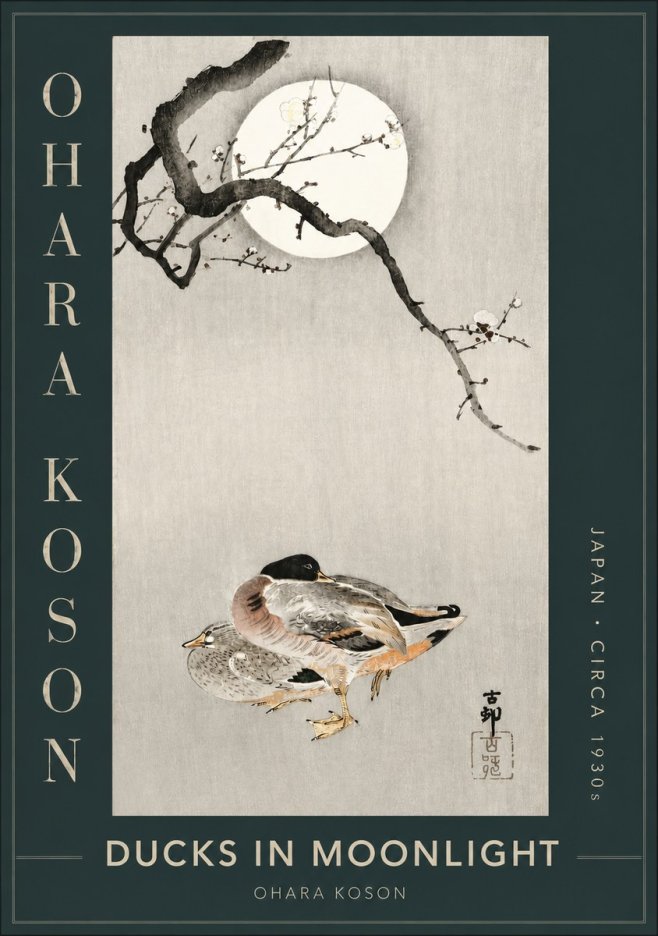 Ohara Koson Ducks in Moonlight No2 - Juliste