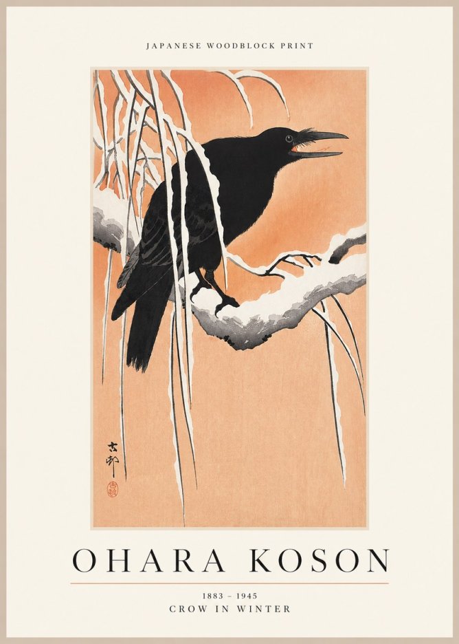 Ohara Koson Crow in Winter II No1 - Juliste