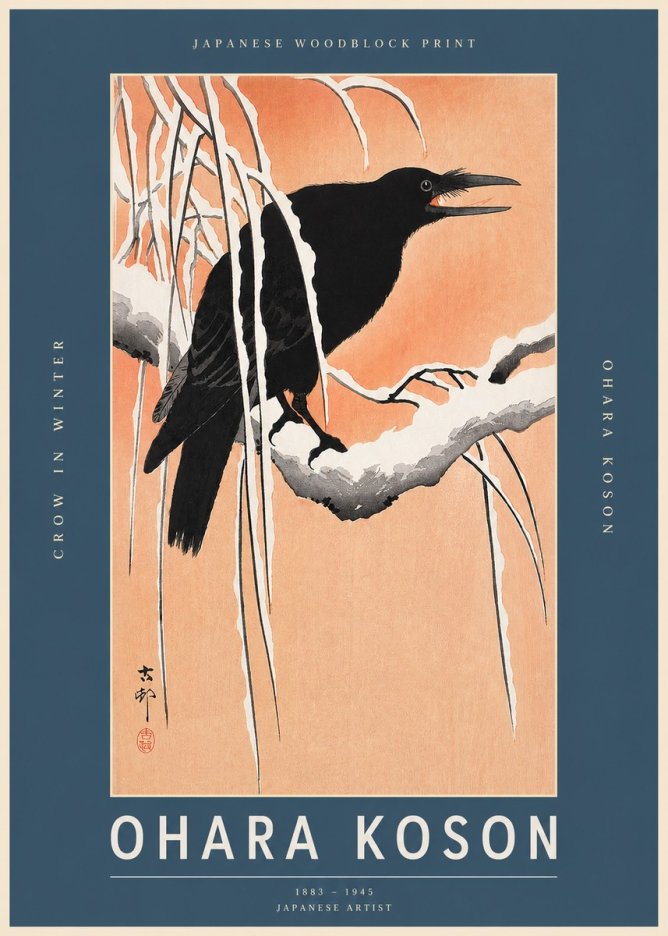 Ohara Koson Crow in Winter II No2 - Juliste