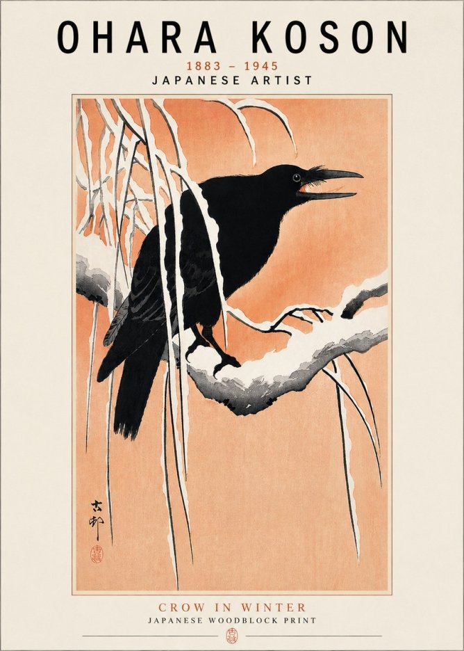 Ohara Koson Crow in Winter II No3 - Juliste