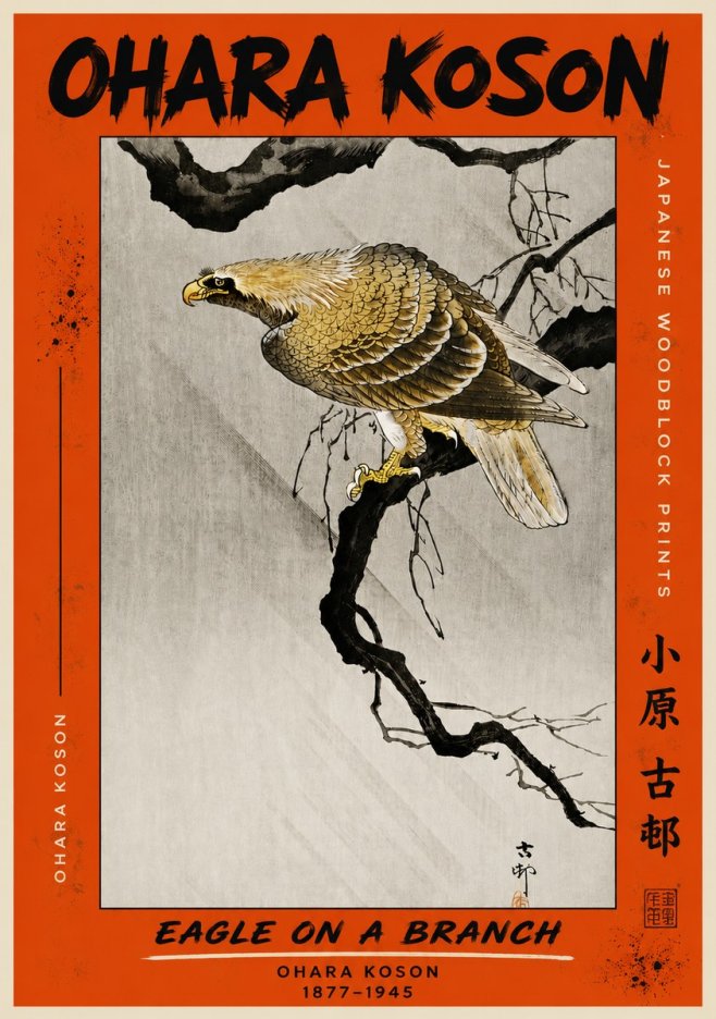 Ohara Koson Eagle on a Branch II No4 - Juliste
