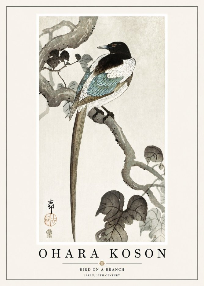 Ohara Koson Bird on a Branch IV No1 - Juliste