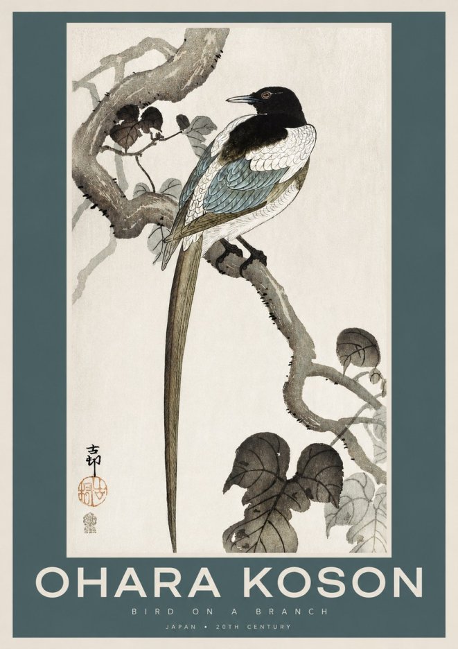 Ohara Koson Bird on a Branch IV No2 - Juliste