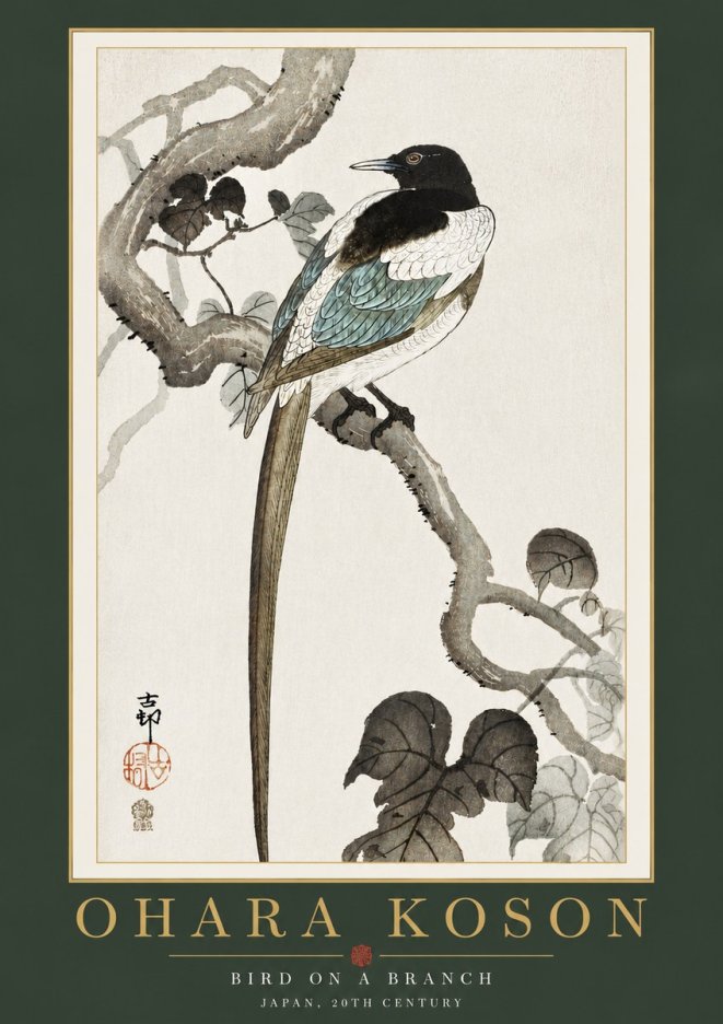 Ohara Koson Bird on a Branch IV No4 - Juliste