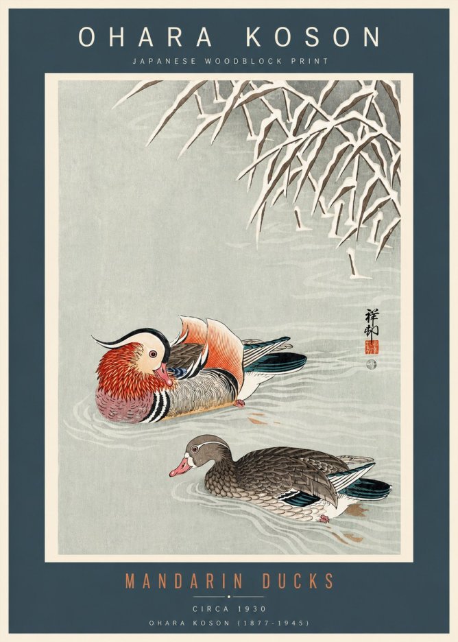 Ohara Koson Mandarin Ducks No3 - Juliste