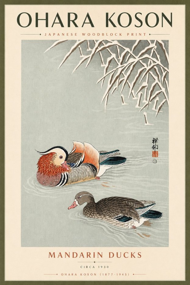 Ohara Koson Mandarin Ducks No4 - Juliste