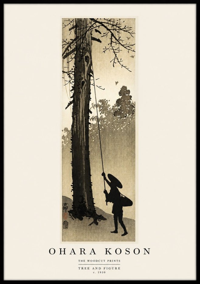 Ohara Koson Tree and Figure No1 - Juliste