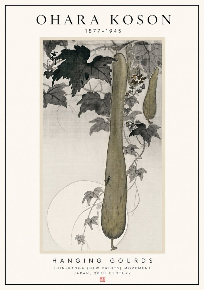 Ohara Koson Hanging Gourds No5 - Juliste