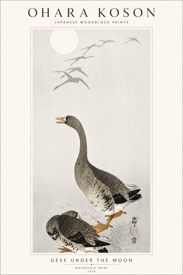 Ohara Koson Gese Under the Moon No5 - Juliste