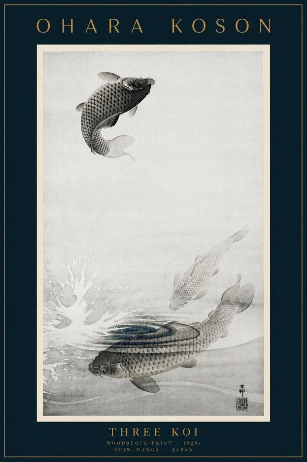 Ohara Koson Three Koi No6 - Juliste