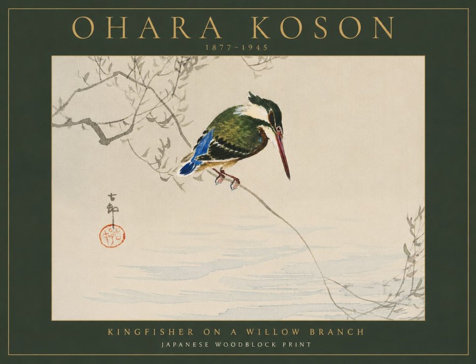 Ohara Koson Kingfisher on a Willow Branch No6 - Juliste