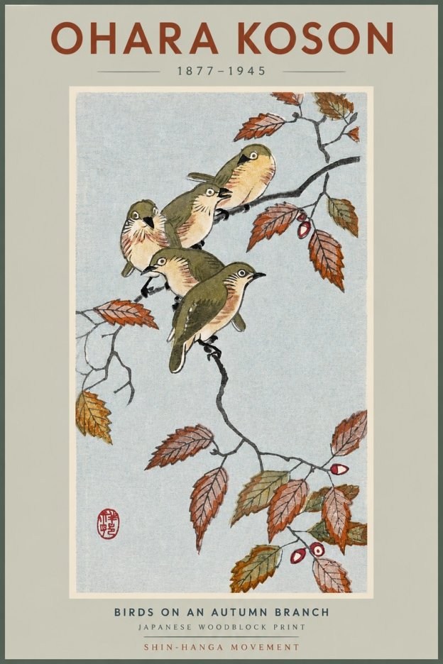 Ohara Koson Birds on an Autumn Branch No2 - Juliste