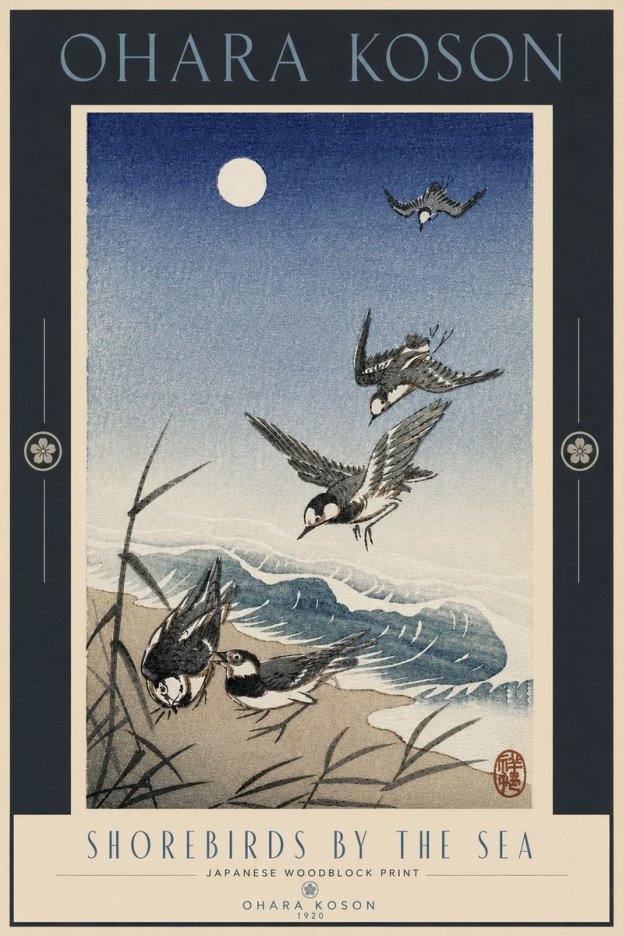 Ohara Koson Shorebirds by the Sea No4 - Juliste