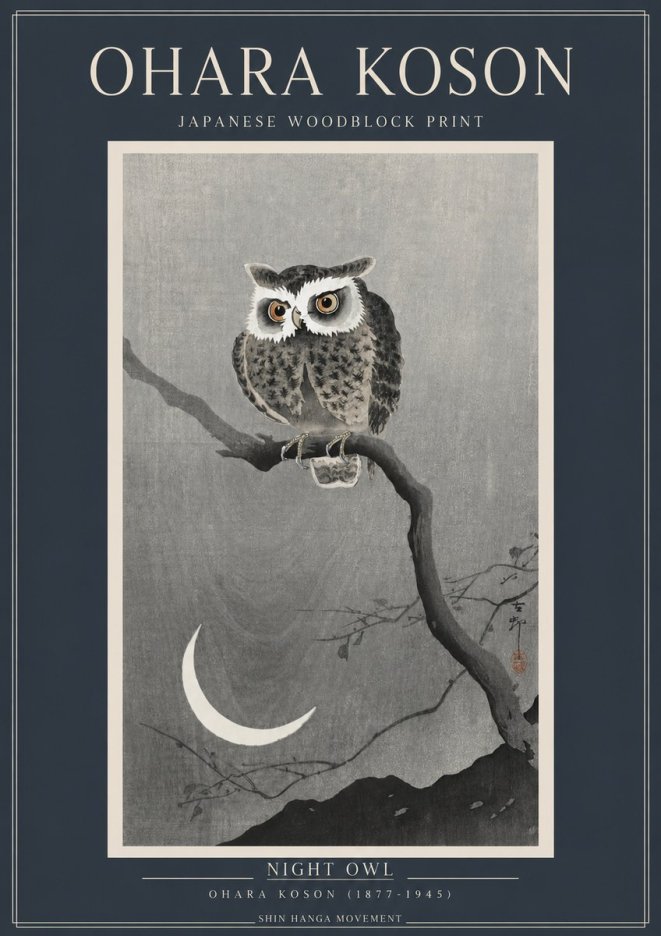 Ohara Koson Night Owl No2 - Juliste