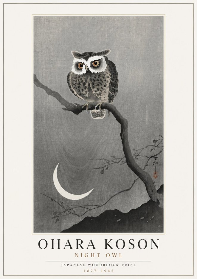 Ohara Koson Night Owl No4 - Juliste