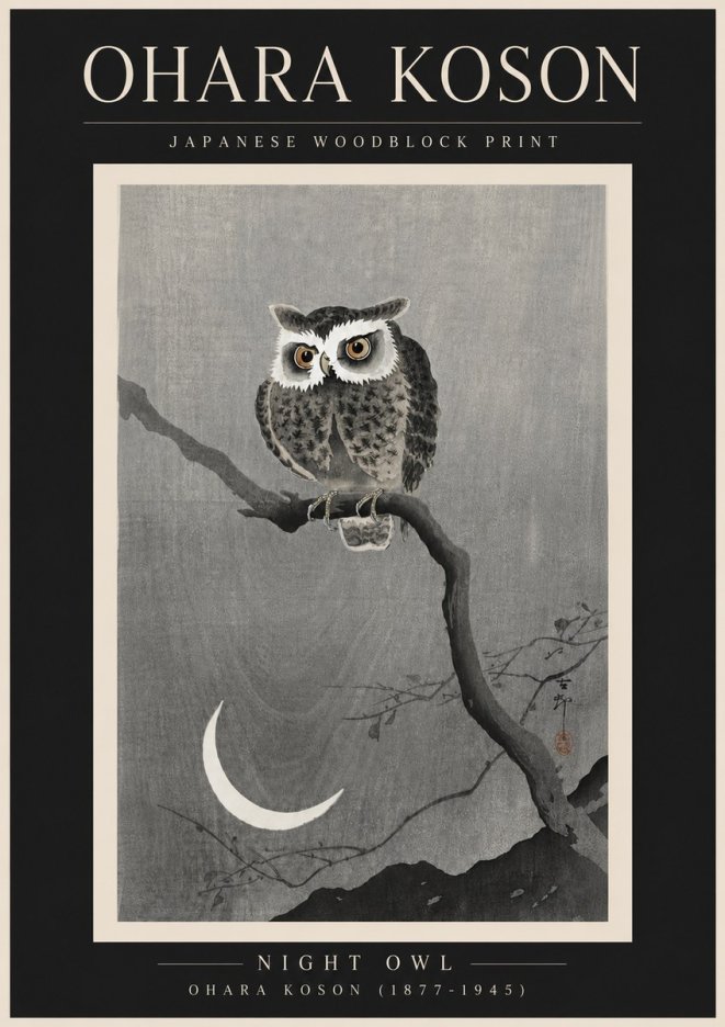 Ohara Koson Night Owl No6 - Juliste