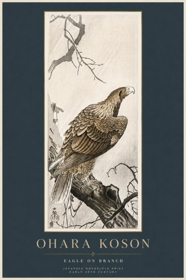 Ohara Koson Eagle on Branch No2 - Juliste
