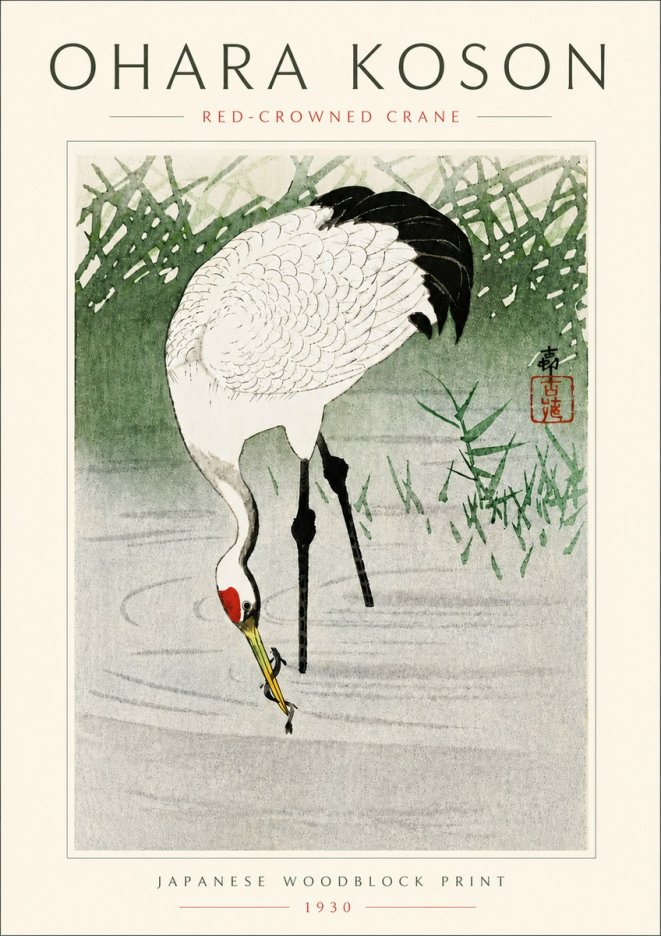 Ohara Koson Red-crowned Crane No6 - Juliste