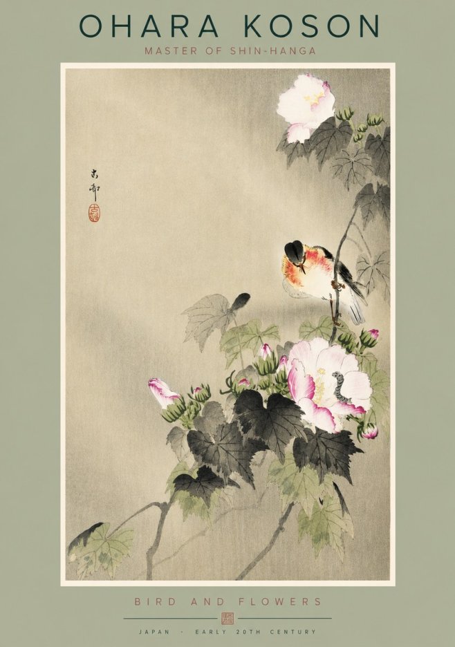 Ohara Koson Bird and Flowers No2 - Juliste