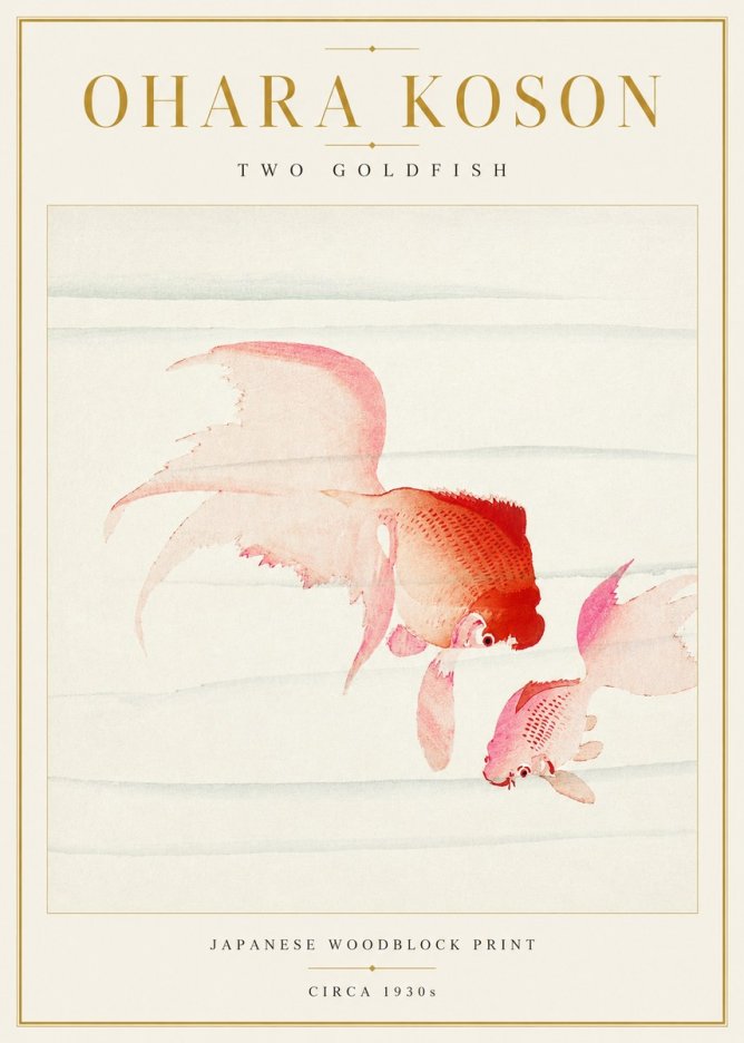 Ohara Koson Two Goldfish No3 - Juliste