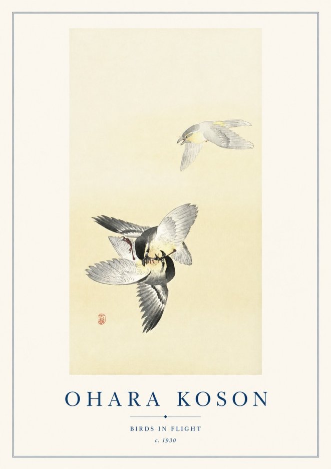 Ohara Koson Birds in Flight No1 - Juliste