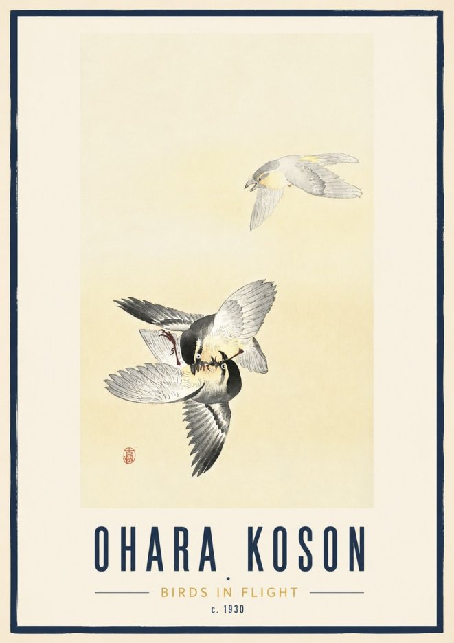 Ohara Koson Birds in Flight No3 - Juliste