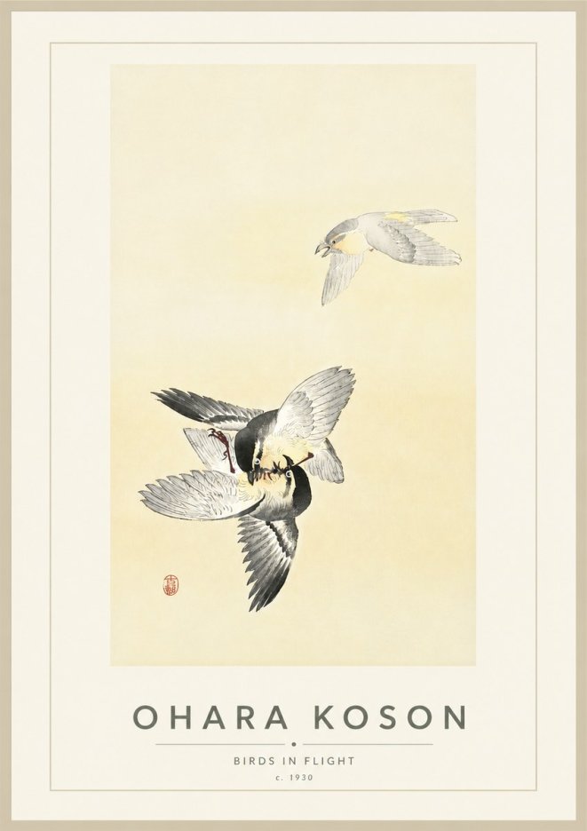 Ohara Koson Birds in Flight No4 - Juliste
