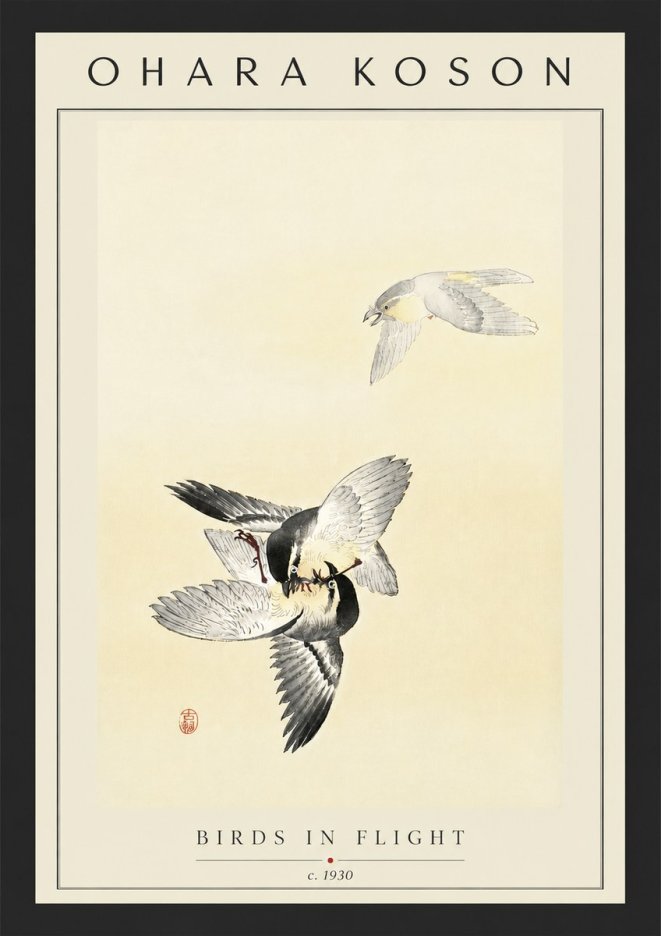 Ohara Koson Birds in Flight No6 - Juliste