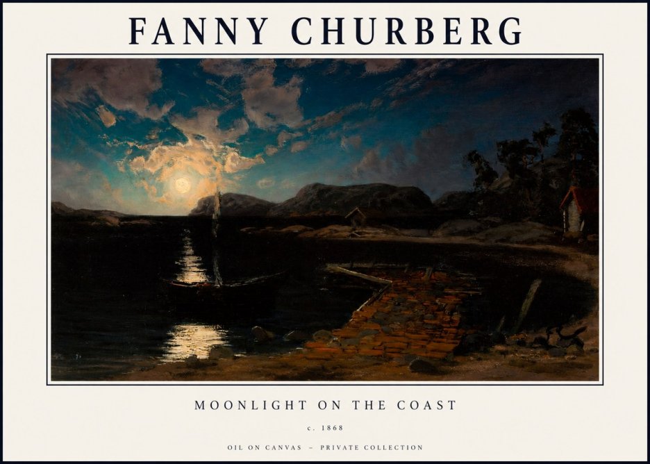 Fanny Churberg Moonlight on the Coast No1 - Juliste