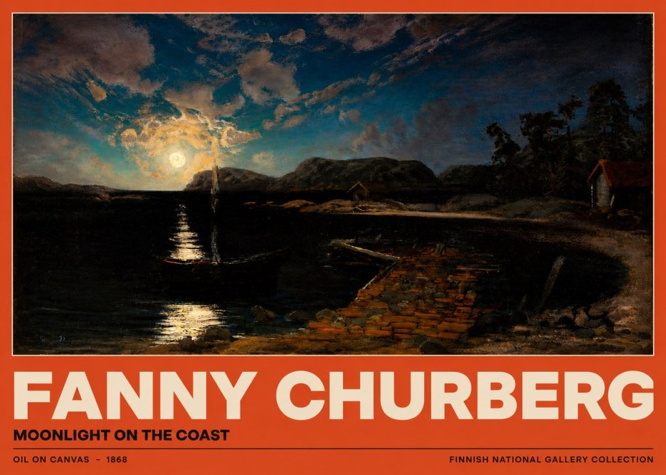 Fanny Churberg Moonlight on the Coast No2 - Juliste