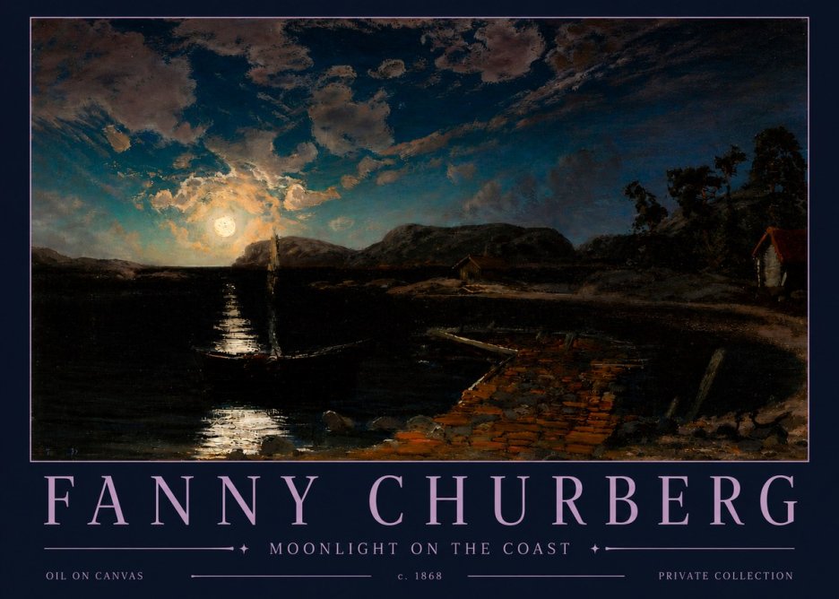 Fanny Churberg Moonlight on the Coast No3 - Juliste