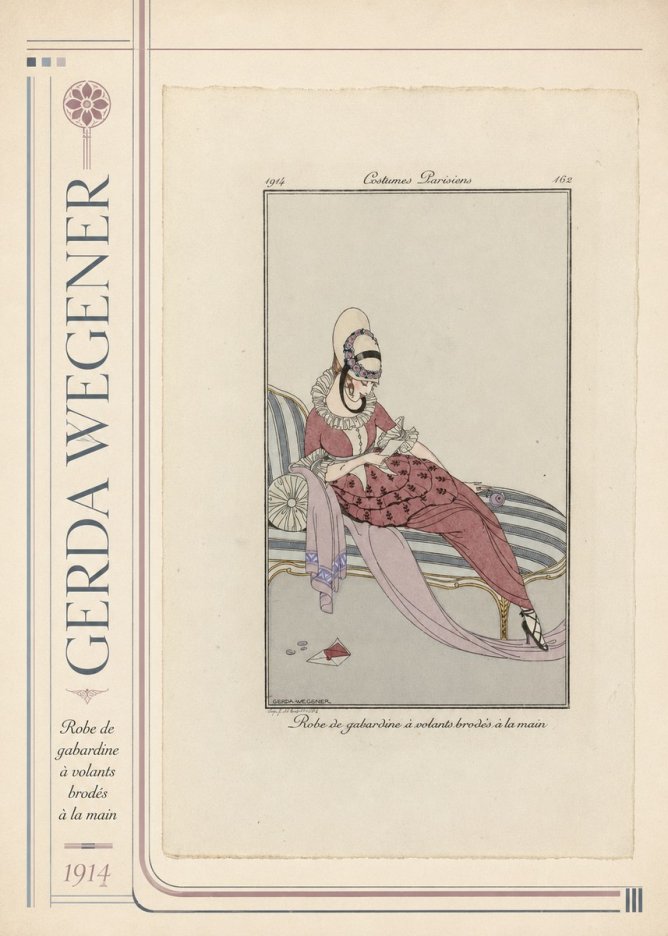 Gerda Wegener Robe De Gabardine À Volants Brodés À La Main I No2 - Juliste