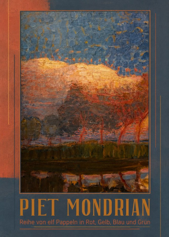 Piet Mondrian Reihe Von Elf Pappeln in Rot, Gelb, Blau Und Grün No1 - Juliste