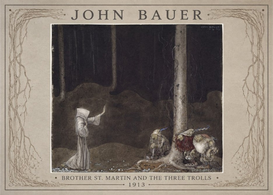 John Bauer Brother St. Martin and the Three Trolls No1 - Juliste