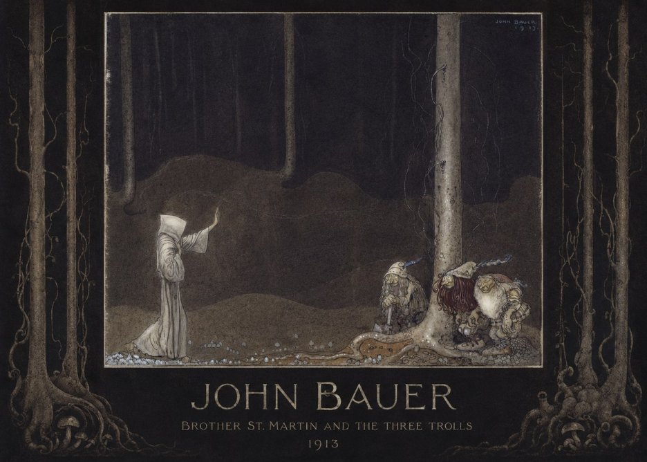 John Bauer Brother St. Martin and the Three Trolls No2 - Juliste