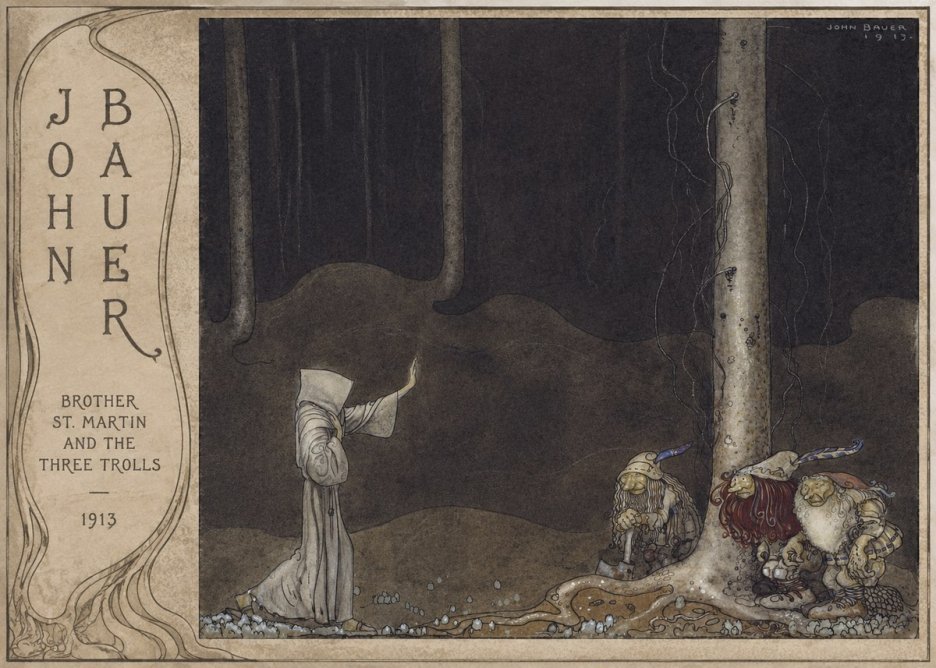 John Bauer Brother St. Martin and the Three Trolls No3 - Juliste