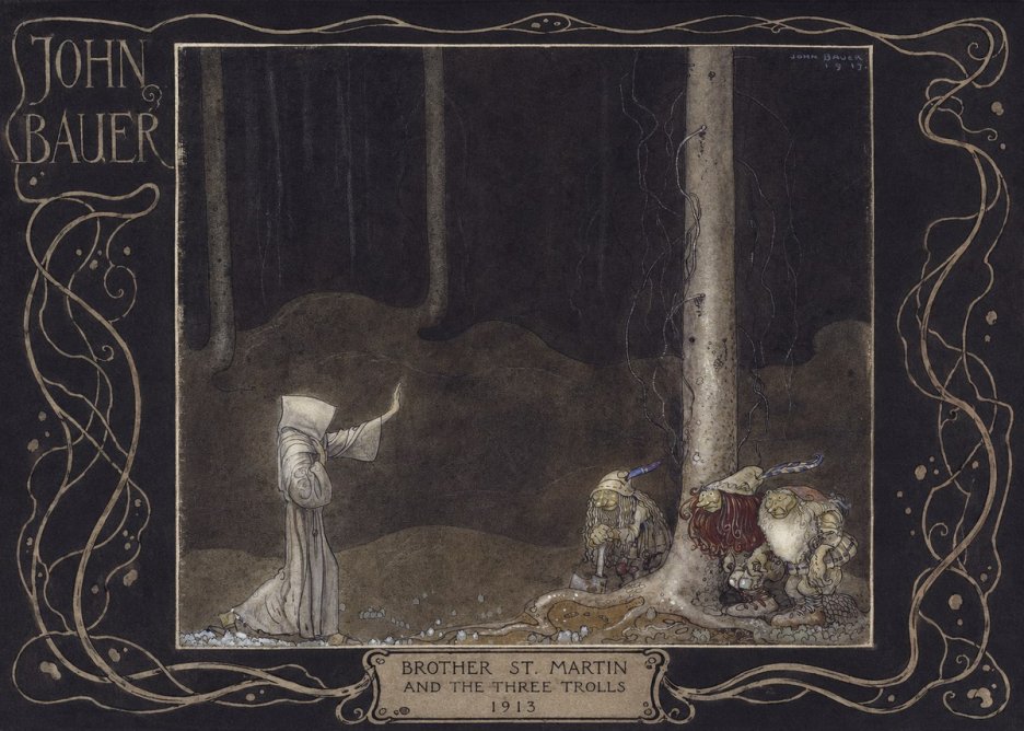 John Bauer Brother St. Martin and the Three Trolls No5 - Juliste