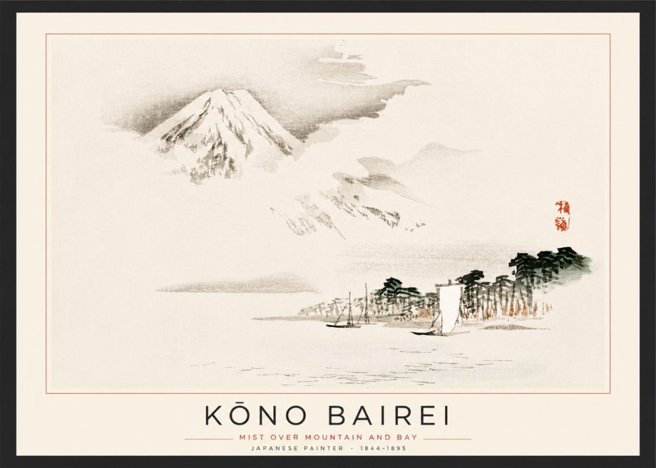 Kōno Bairei Mount Fuji with Boats No3 - Juliste