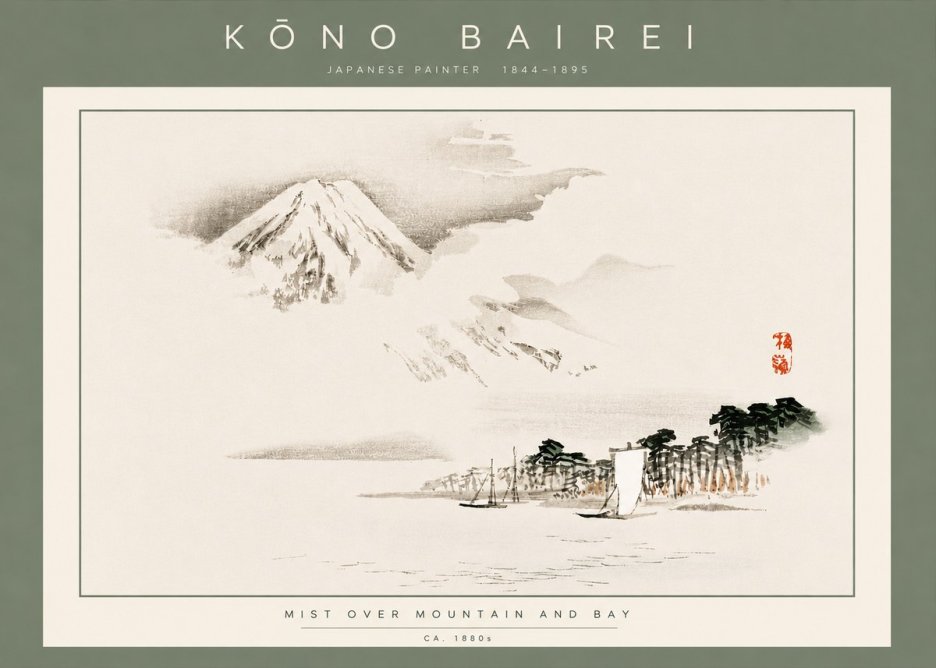 Kōno Bairei Mount Fuji with Boats No5 - Juliste