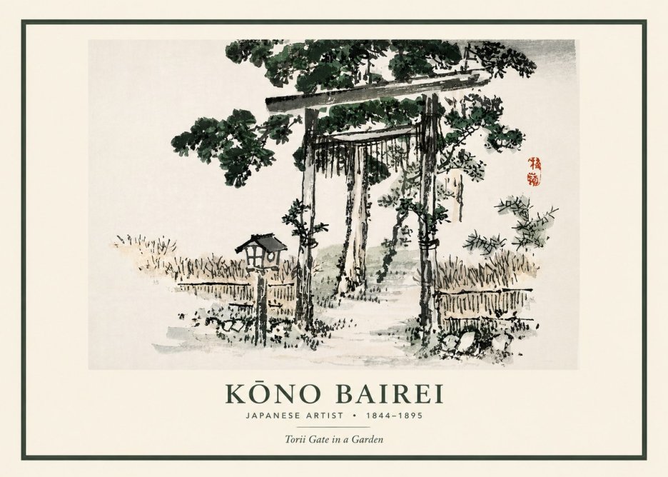 Kōno Bairei Torii Gate in a Garden No3 - Juliste