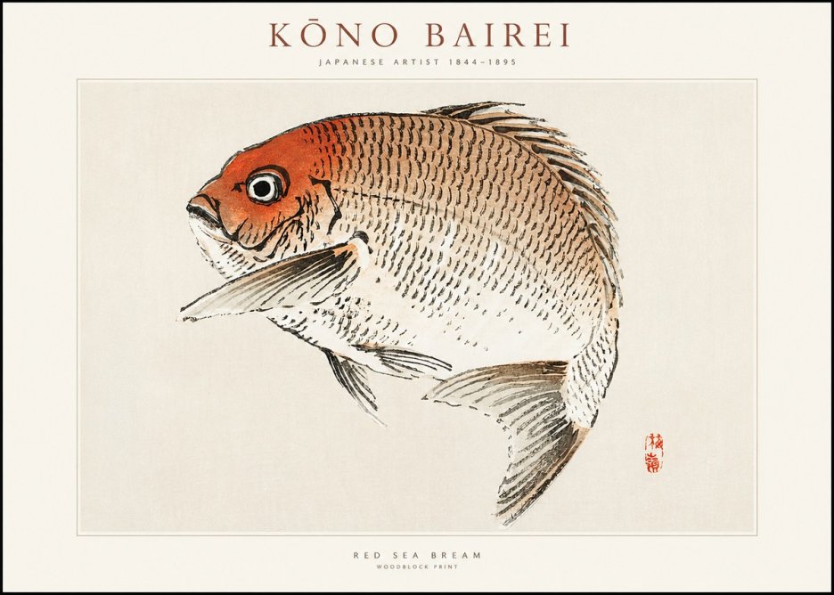 Kōno Bairei Red Sea Bream No1 - Juliste