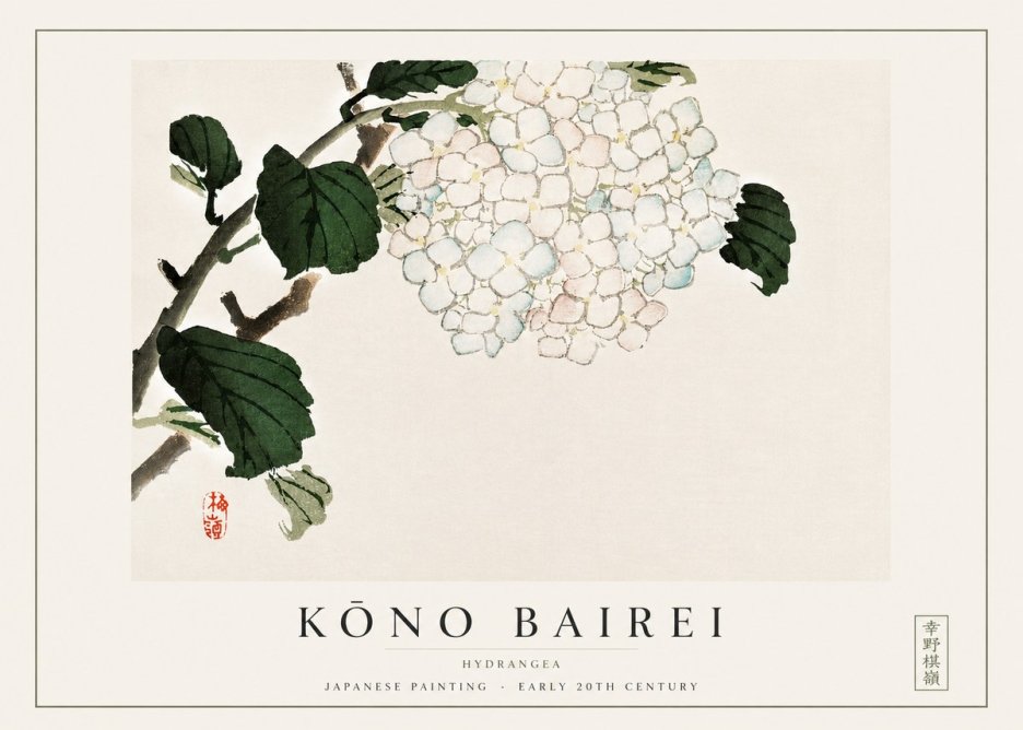 Kōno Bairei Hydrangea No3 - Juliste
